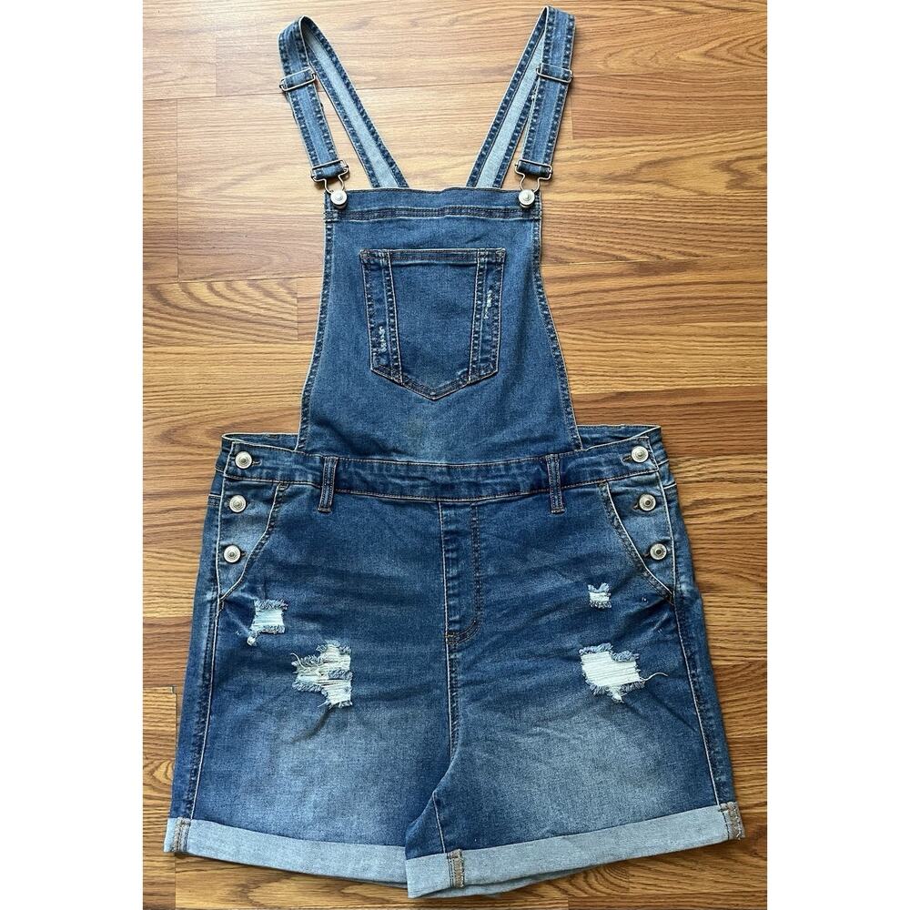 WAX JEAN Blue Womens Denim 2XL Overall Short Romper Jumpsuit Cowgirl Barn